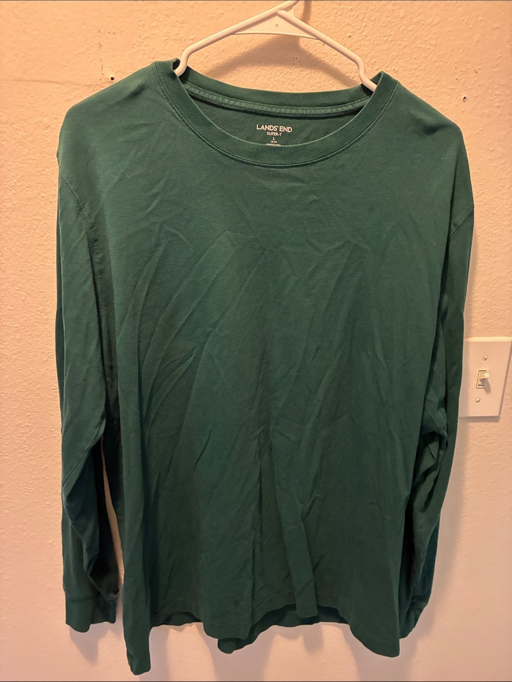 Lands' End Men's Long-Sleeve Crewneck in Deep Green